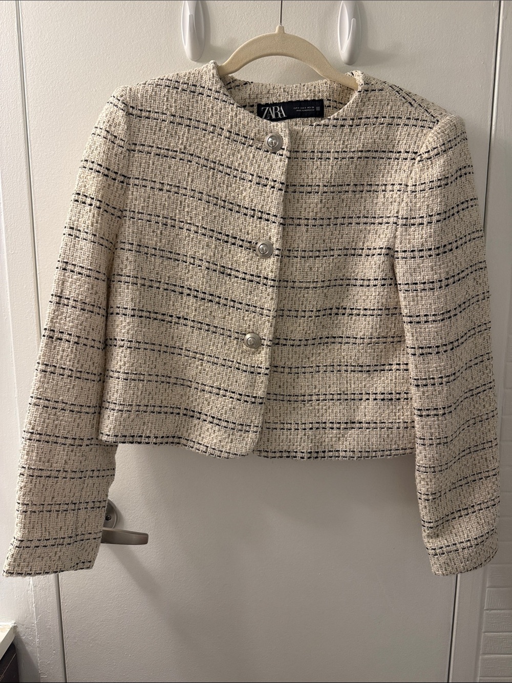 Cream and Black Tweed Blazer
